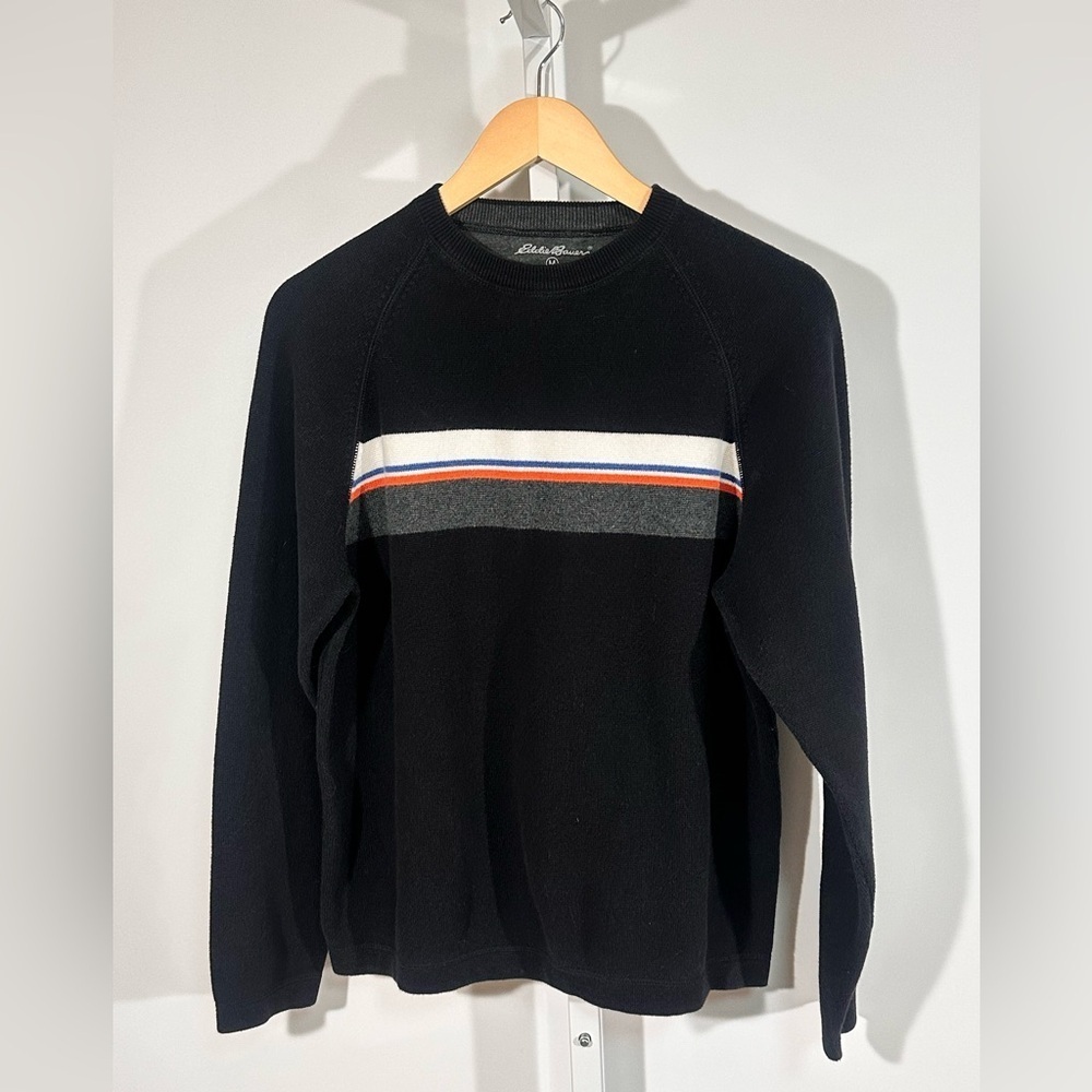 90’s Hong Kong Eddie Bauer Knit Stripe Crewneck – Vintage Soft Thick Cotton (M) - Picture 1 of 6